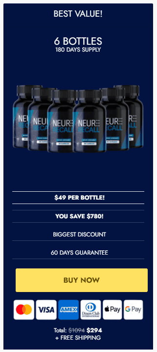 neuro recall 6 bottles price